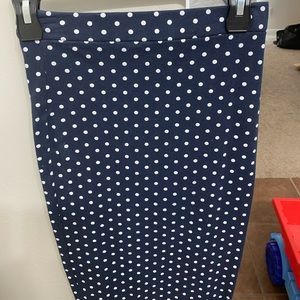 Navy polka dot pencil skirt